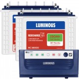 Luminous Eco Watt +1650 Square Wave Inverter & Luminous Red Charge TT18000 150AH Tall Tubular Batter